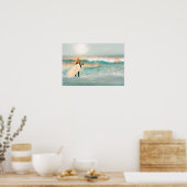 Surfer Girl Blue Waves Poster (Keuken)