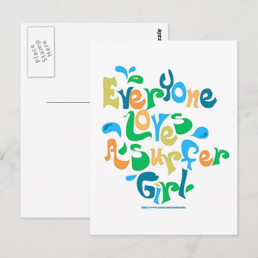 Surfer Girl Briefkaart (Voorkant / Achterkant)