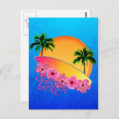 Surfer Girl Briefkaart (Voorkant / Achterkant)