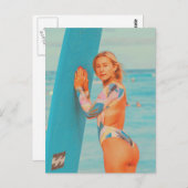 Surfer Girl Briefkaart (Voorkant / Achterkant)