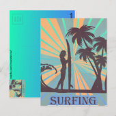 Surfer Girl Briefkaart (Voorkant / Achterkant)