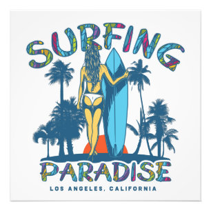 Surfer Girl  California Foto Foto Afdruk
