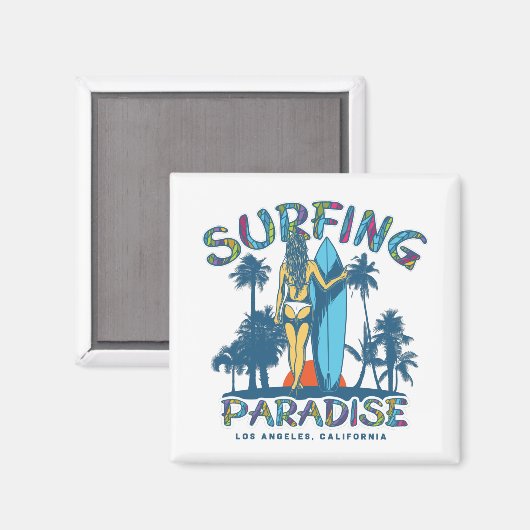 Surfer Girl  Californië Magneet (Voorkant / Achterkant)
