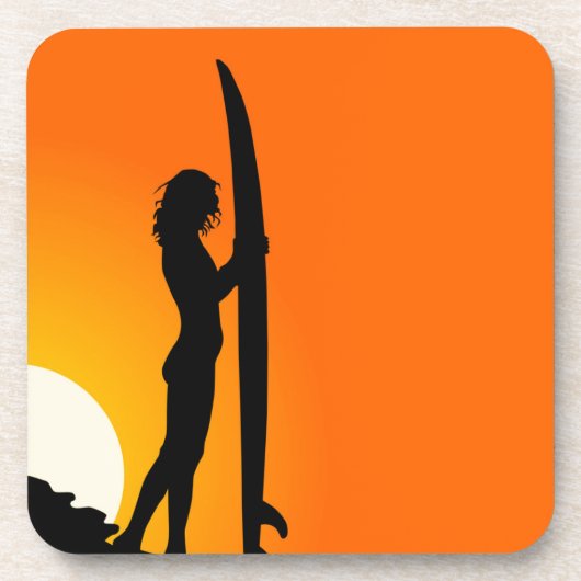 Surfer Girl Cork Onderzetter (Voorkant)