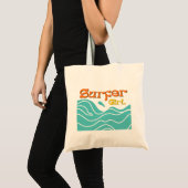 Surfer girl die cadeautjes surft aan vrouwen tote bag (Voorkant (product))