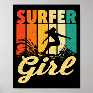 Surfer Girl - Golven Surfing Trainer Surfboard Lie Poster