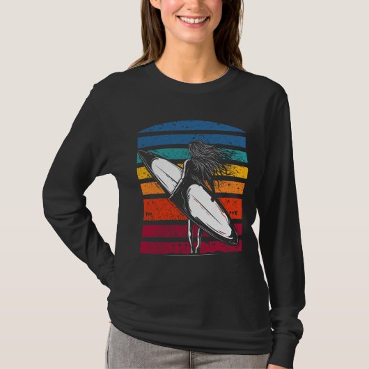  Surfer Girl Grapic Beach Surfboard vrouw T-shirt (Voorkant)