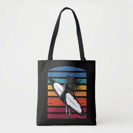  Surfer Girl Grapic Beach Surfboard vrouw Tote Bag (Voorkant)