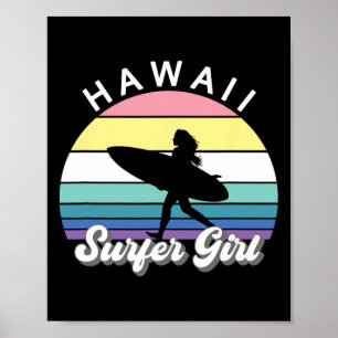 Surfer Girl Hawaï Vintage Hawaiaanse Surfen Surf B Poster