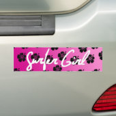 Surfer Girl in Roze Bumpersticker (Op auto)