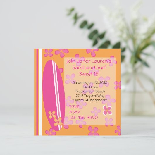 Surfer Girl Kaart (Staand voorkant)