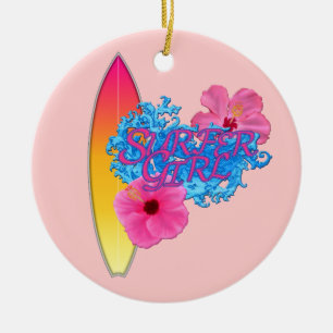 Surfer Girl Keramisch Ornament