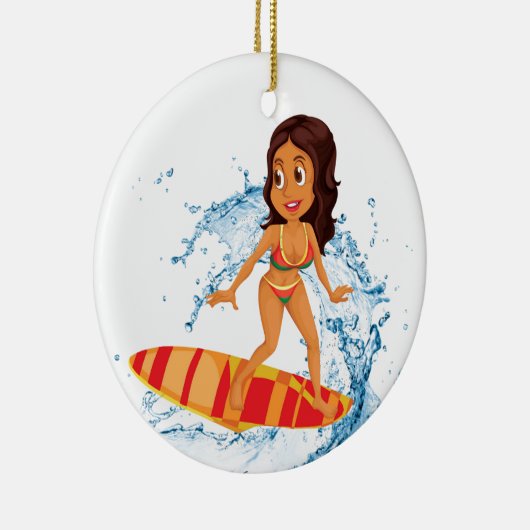 Surfer Girl Keramisch Ornament (Rechts)