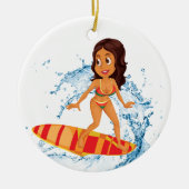 Surfer Girl Keramisch Ornament (Voorkant)