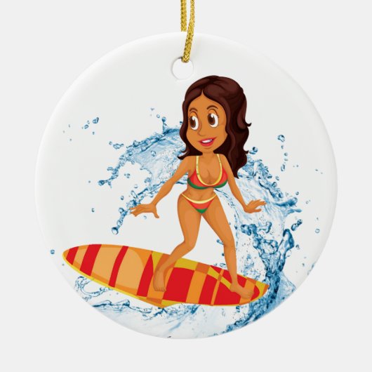 Surfer Girl Keramisch Ornament (Voorkant)