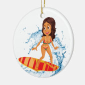 Surfer Girl Keramisch Ornament (Links)