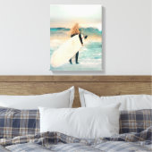Surfer Girl Ocean Waves | Beach House Canvas Afdruk (Insitu (Slaapkamer))