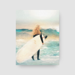 Surfer Girl Ocean Waves   Beach House Canvas Afdruk