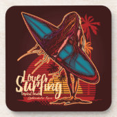 Surfer Girl Onderzetter Set | Fun Surfer Onderzett (Voorkant)
