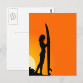 Surfer girl op zonsondergang briefkaart (Voorkant / Achterkant)