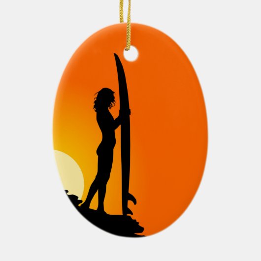 Surfer Girl Ornament (Achterkant)