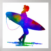 Surfer Girl Paint Splash Poster (Voorkant)