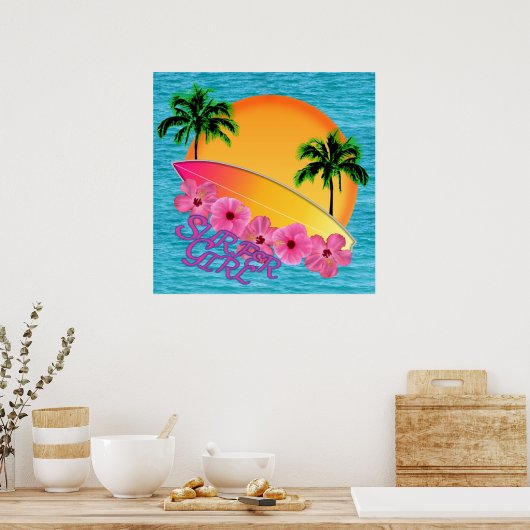 Surfer Girl Poster (Keuken)