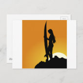 Surfer girl Silhouette Briefkaart (Voorkant / Achterkant)