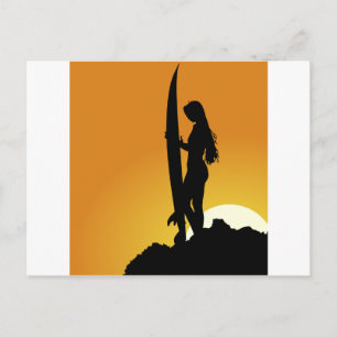 Surfer girl Silhouette Briefkaart