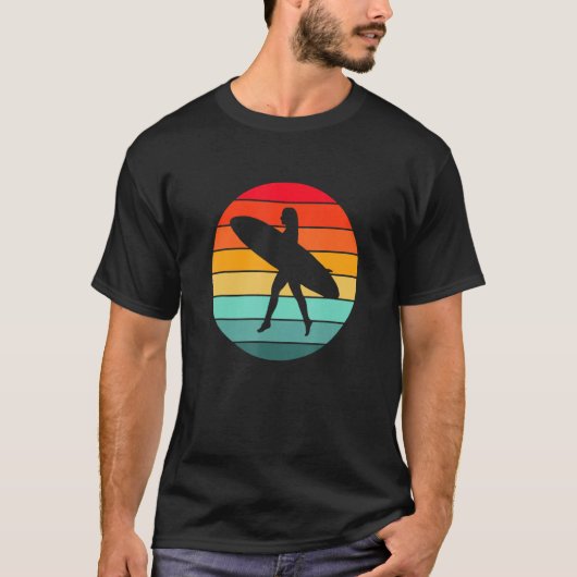 Surfer Girl Silhouette in a Sunset Circle T-shirt (Voorkant)