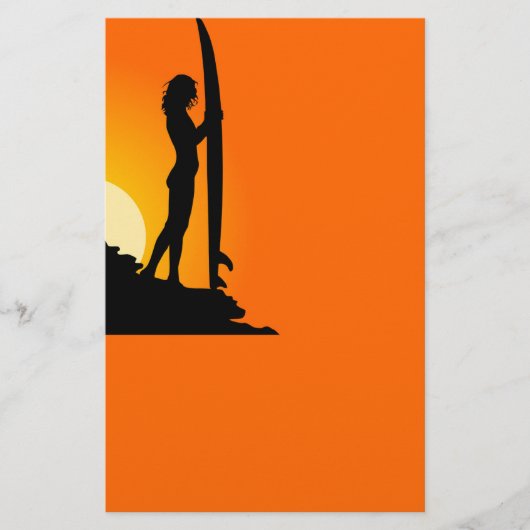 Surfer Girl Stationery Briefpapier (Voorkant)