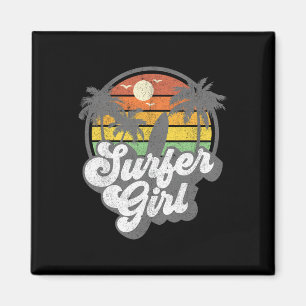 Surfer Girl Strand Retro 70s Vintage Surfen Vakant Magneet