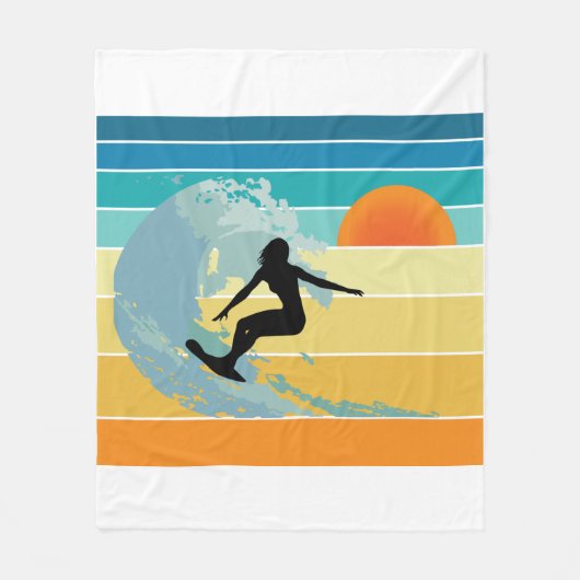 Surfer Girl  Sunset Fleece Deken (Voorkant)