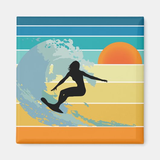 Surfer Girl Sunset Magneet (Voorkant)