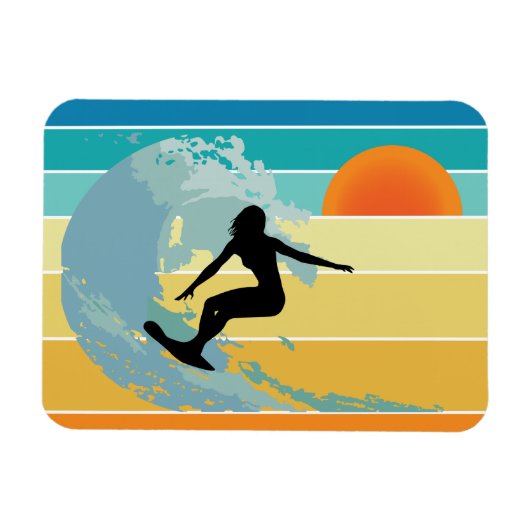 Surfer Girl Sunset Magneet (Horizontaal)