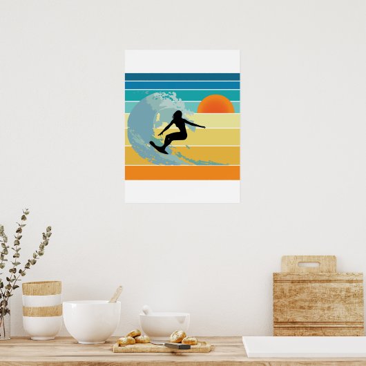Surfer Girl  Sunset Poster (Keuken)