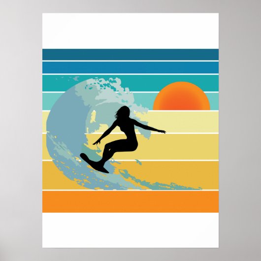 Surfer Girl  Sunset Poster (Voorkant)