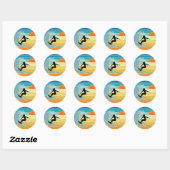 Surfer Girl  Sunset Ronde Sticker (Vel)