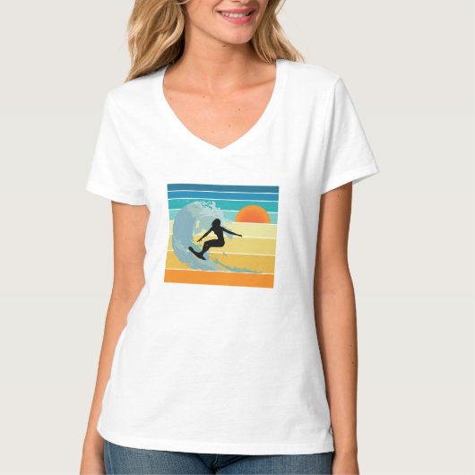 Surfer Girl Sunset T-shirt (Voorkant)