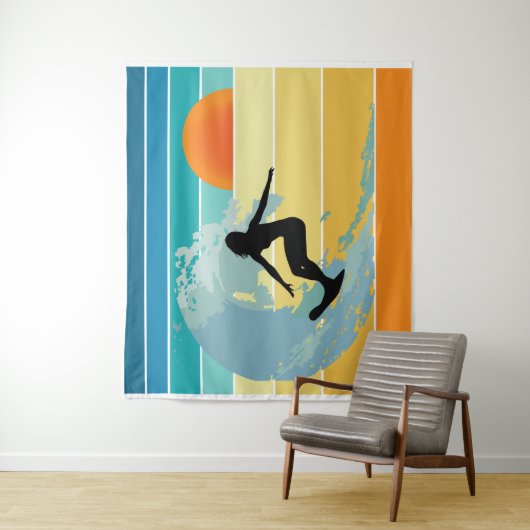 Surfer Girl  Sunset Wandkleed (In situ)