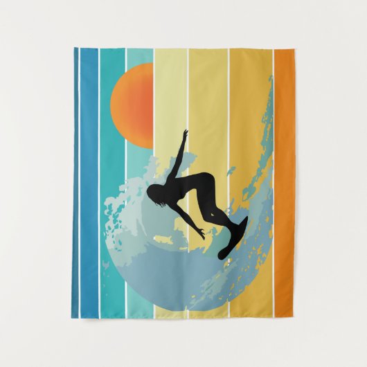 Surfer Girl Sunset Wandkleed (Voorkant)