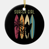 Surfer Girl Surfboard Surfred Women Girls Surf Oce Keramisch Ornament (Voorkant)