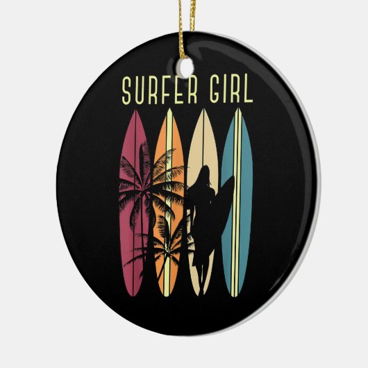 Surfer Girl Surfboard Surfred Women Girls Surf Oce Keramisch Ornament (Links)