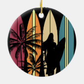Surfer Girl Surfboard Surfred Women Girls Surf Oce Keramisch Ornament (Achterkant)