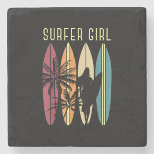 Surfer Girl Surfboard Surfred Women Girls Surf Oce Stenen Onderzetter