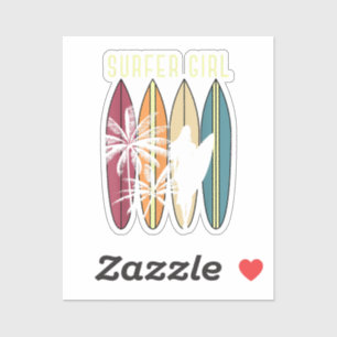 Surfer Girl Surfboard Surfred Women Girls Surf Oce Sticker