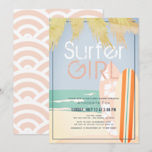 Surfer Girl Surfboards Baby shower Kaart