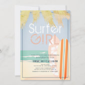 Surfer Girl Surfboards Beach Baby shower Kaart (Voorkant)