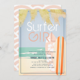 Surfer Girl Surfboards Beach Baby shower Kaart