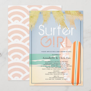 Surfer Girl Surfboards Beach Baby shower per post Kaart